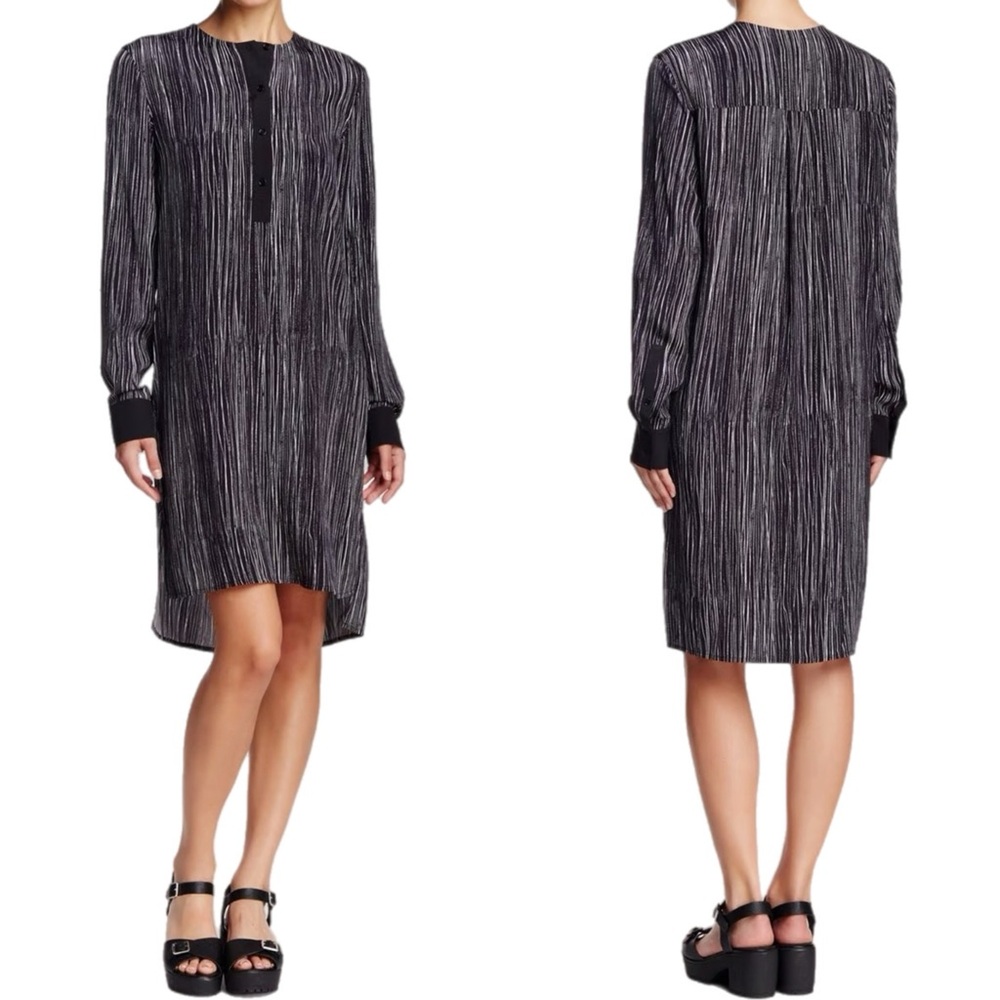 Vince Silk Wavy Stripe Shirt Dress